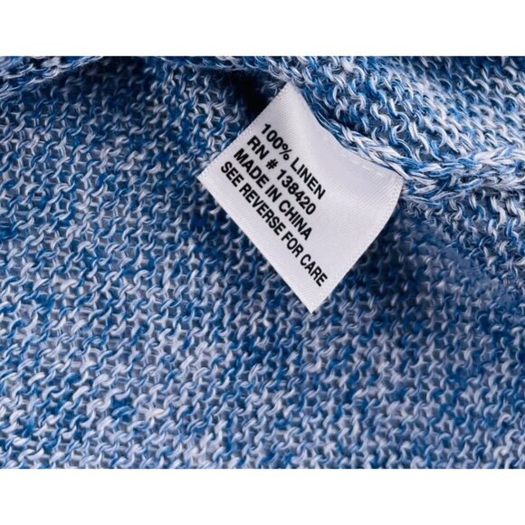 Womens By Etcetera Blue Linen Sweater With V-Neck Size Small  Pullover - Picture 3 of 5